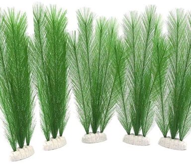 Aquarium Decoraties Aquarium Kunstmatige Groene Water Planten Gemaakt Van Zijden Stoffen Plastic, voor Alle Vis En Huisdieren 5Pcs