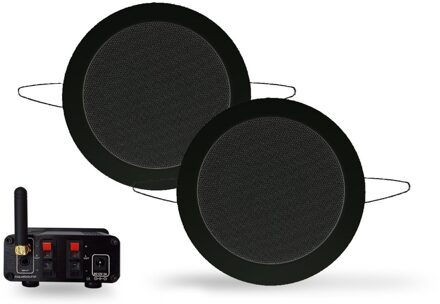 Aquasound Bluetooth Music Center Aquasound + Twist Speakerset 50 Watt / BT4.0 / AUTO-AUX Mat Zwart Aquasound