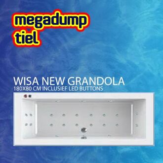 Aquasound New Grandola Whirlpool 180X80X60/65 cm Inclusief Led Buttons Aquasound