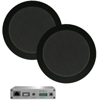 Aquasound Wifi-Audio versterker Aquasound DLNA + Airplay 30 Watt Incl Twist Speakers Mat Zwart Aquasound