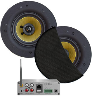Aquasound Wifi-Audiosysteem Aquasound Airplay + DLNA 70 Watt Incl Zumba Speakers Mat Zwart Aquasound