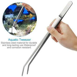 Aquatic Plant Tweezers 430 Stainless Steel Extra Long 27-48Cm Straight and Curved Feeding Forceps Water Plant Aquarium Tools