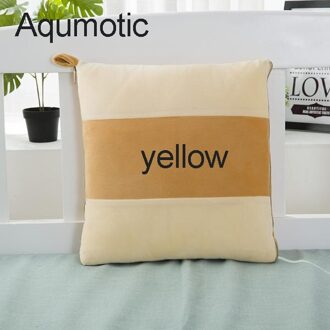 Aqumotic 1Pc Zachte Quilt Kussen Deken 2 In1 Pluizig Flanellen Opvouwbare Vullen Airconditioning Quilts Multifunctionele Tapijt geel