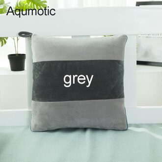 Aqumotic 1Pc Zachte Quilt Kussen Deken 2 In1 Pluizig Flanellen Opvouwbare Vullen Airconditioning Quilts Multifunctionele Tapijt licht grijs