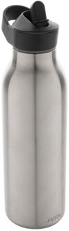 Ara flip top gerecycled roestvrijstalen waterfles van 500 ml - maat One size Zilver
