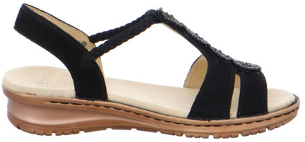 Ara Luxe Zwarte Sandaal met Middenvoet Ondersteuning ara , Black , Dames - 36 EU