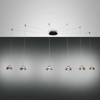 Arabella hanglamp, rookgrijs, 6-lamps, decentraal rookgrijs, zwart