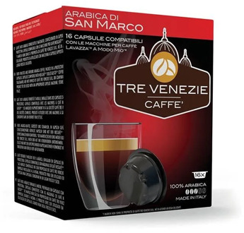 ARABICA DI SAN MARCO, 16 capsules Tre Venezie compatibes Lavazza a modo mio