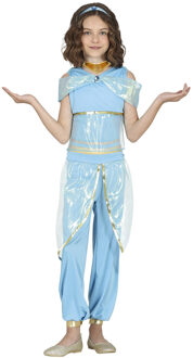 Arabische prinses verkleed kostuum - blauw - voor meisjes - buikdanseres - 1001 nacht thema 5-6 jaar (110-116)