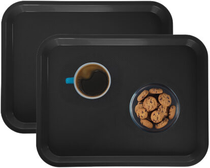 ARAVEN Horeca dienblad - 2x - zwart - 35 x 27 cm - Serveerbladen voor glazen en kopjes