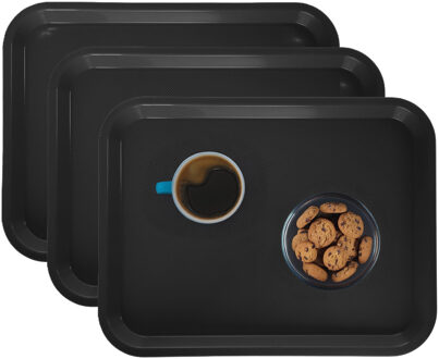 ARAVEN Horeca dienblad - 3x - zwart - 35 x 27 cm - Serveerbladen voor glazen en kopjes