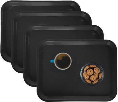ARAVEN Horeca dienblad - 4x - zwart - 35 x 27 cm - Serveerbladen voor glazen en kopjes
