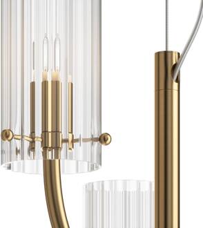 Arco hanglamp met 3 glazen kappen messing, transparant