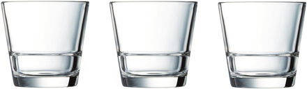 Arcoroc 12x Stuks stapelbare waterglazen/drinkglazen 210 ml - Drinkglazen Transparant