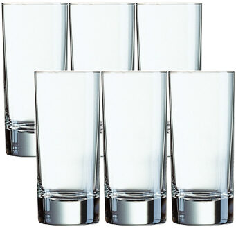 Arcoroc 12x Stuks transparante drinkglazen/longdrinkglazen 220 ml van glas - Longdrinkglazen