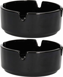 Arcoroc 2x Stuks asbakken 9 cm zwart keramiek