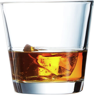 Arcoroc 6x Stuks stapelbare tumbler whiskyglazen/drinkglazen 210 ml - Whiskeyglazen Transparant