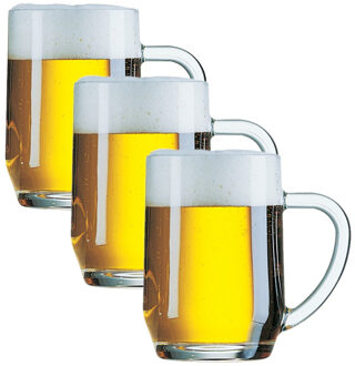 Arcoroc Bierglas - Set van 3x stuks - bierglazen - bierpullen - 560 ml - hardglas