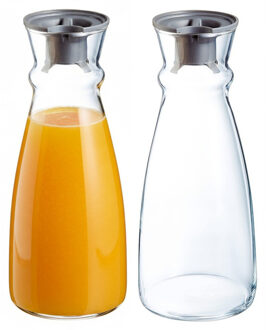 Arcoroc Glazen schenkkan/karaf - 2x stuks - 1 liter - Sapkannen/waterkannen/schenkkannen