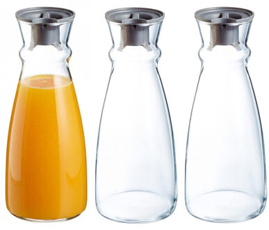 Arcoroc Glazen schenkkan/karaf - Set van 3x stuks - 1 liter - Sapkannen/waterkannen/schenkkannen