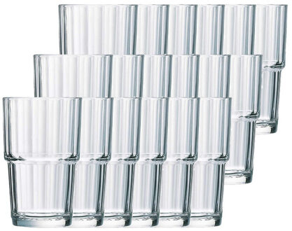 Arcoroc Longdrinkglazen Norvege - 18x stuks - glas - 270 ml - Koffie/thee glazen - stapelbaar
