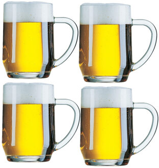 Arcoroc Set van 4x stuks glazen bierpullen 560 ml - Bierglazen Transparant