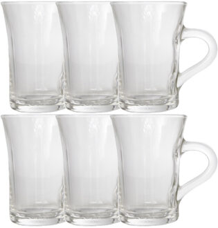 Arcoroc Set van 6x stuks theeglazen 230 ml van glas - Koffie- en theeglazen Transparant