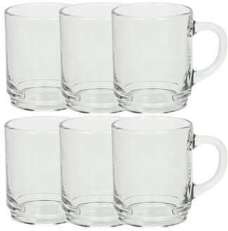 Arcoroc Set van 6x stuks theeglazen 250 ml van glas stabelbaar - Koffie- en theeglazen Transparant