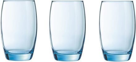 Arcoroc Waterglazen/drinkglazen - 6x stuks - transparant blauw - 350 ml - Glazen
