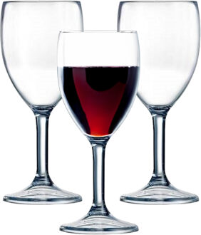 Arcoroc Wijnglas - 3x - hard kunststof - 300 ml - onbreekbaar - camping/picknick glazen