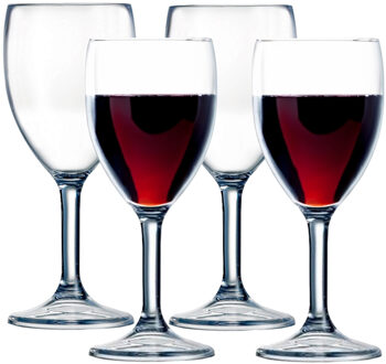 Arcoroc Wijnglas - 4x - hard kunststof - 300 ml - onbreekbaar - camping/picknick glazen