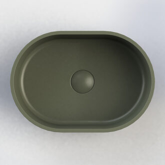 Arcqua Case waskom - 40x28cm - Ovaal - Cast marble Mat groen WAS396111 Groen mat