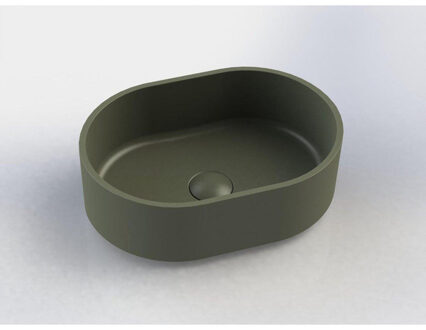 Arcqua Case waskom - 40x28cm - Ovaal - Cast marble Mat groen WAS396111 Groen mat
