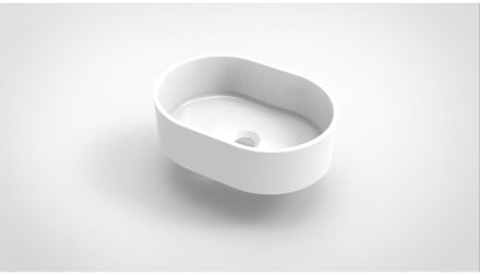 Arcqua Case waskom - 40x28cm - Ovaal - Cast marble Wit Glans WAS105562