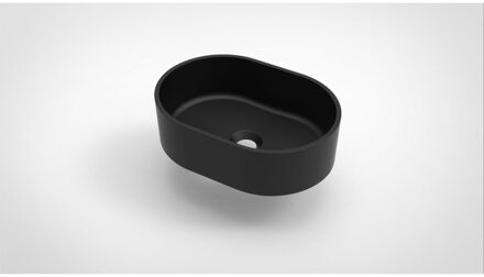Arcqua Case waskom - 40x28cm - Ovaal - Cast marble Zwart Mat WAS125570