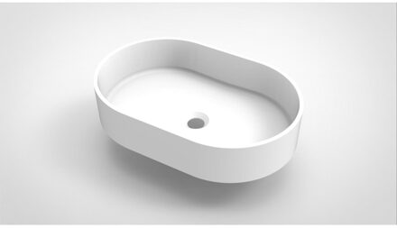 Arcqua Case waskom - 55x36cm - Ovaal - Cast marble Wit Mat WAS115055