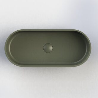 Arcqua Case waskom - 60x26cm - Ovaal - Cast marble Mat groen WAS390001 Groen mat