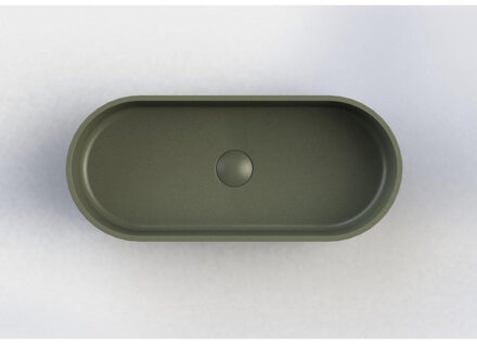 Arcqua Case waskom - 60x26cm - Ovaal - Cast marble Mat groen WAS390001 Groen mat