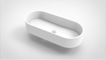 Arcqua Case waskom - 60x26cm - Ovaal - Cast marble Wit Mat WAS116065