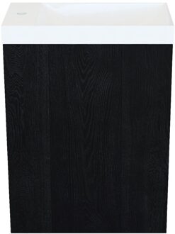 Arcqua Fonteinkast Black Oak Arcqua Luna 40x55x28 cm Incl. Fontein Glans Wit Met Overloop Arcqua