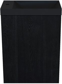 Arcqua Fonteinkast Black Oak Arcqua Luna 40x55x28 cm Incl. Fontein Mat Zwart Zonder Overloop Arcqua