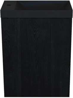 Arcqua Fonteinkast Black Oak Arcqua Luna 40x55x28 cm Incl. Fontein Mat Zwart Zonder Overloop