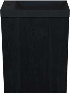 Arcqua Fonteinkast Black Oak Arcqua Luna 40x55x28 cm Incl. Fontein Mat Zwart Zonder Overloop