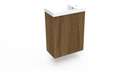 Arcqua Fonteinkast Cafe Oak Arcqua Ridge 40x55x28 cm Incl. Fontein Glans Wit Met Overloop