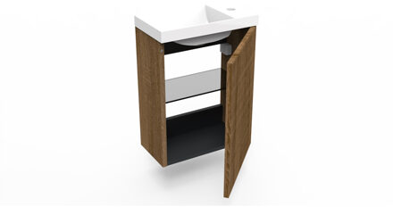 Arcqua Fonteinkast Cafe Oak Arcqua Ridge 40x55x28 cm Incl. Fontein Glans Wit Zonder Overloop