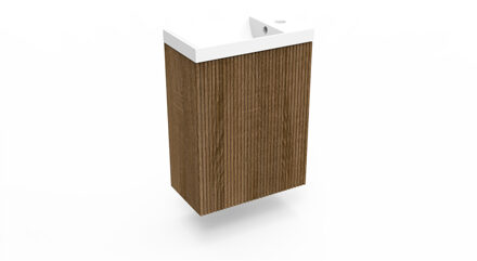 Arcqua Fonteinkast Cafe Oak Arcqua Ridge 40x55x28 cm Incl. Fontein Mat Wit Met Overloop Arcqua