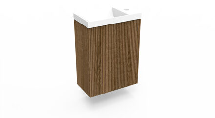 Arcqua Fonteinkast Cafe Oak Arcqua Ridge 40x55x28 cm Incl. Fontein Mat Wit Zonder Overloop