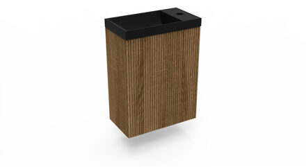 Arcqua Fonteinkast Cafe Oak Arcqua Ridge 40x55x28 cm Incl. Fontein Mat Zwart Zonder Overloop Arcqua