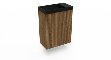Arcqua Fonteinkast Cafe Oak Arcqua Ridge 40x55x28 cm Incl. Fontein Mat Zwart Zonder Overloop