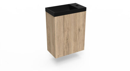 Arcqua Fonteinkast Canyon Oak Arcqua Luna 40x55x28 cm Incl. Fontein Mat Zwart Zonder Overloop Arcqua